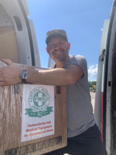 Volunteer unloading